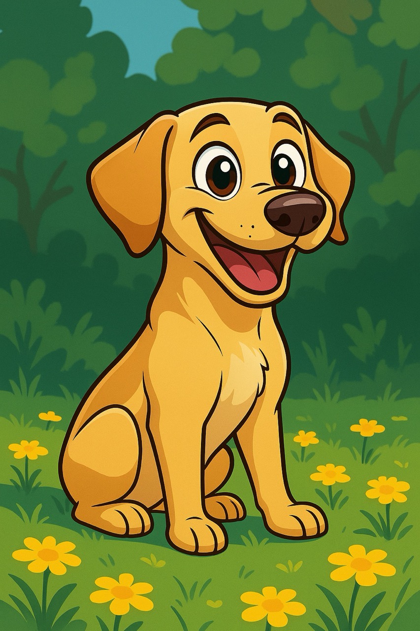 Dog transformed into cartoon character