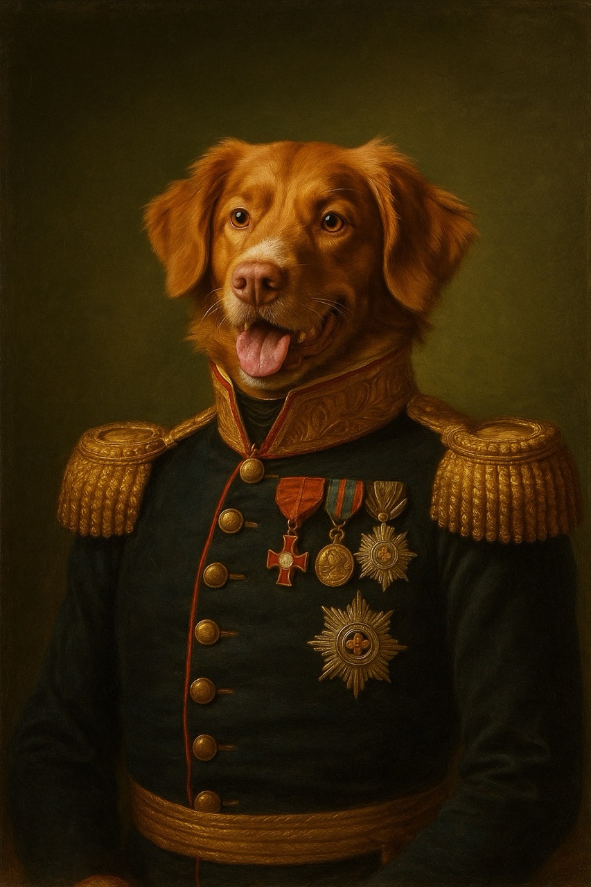 Dog transformed into Renaissance painting